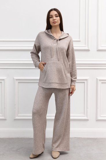 Dark beige angora maternity and nursing suit