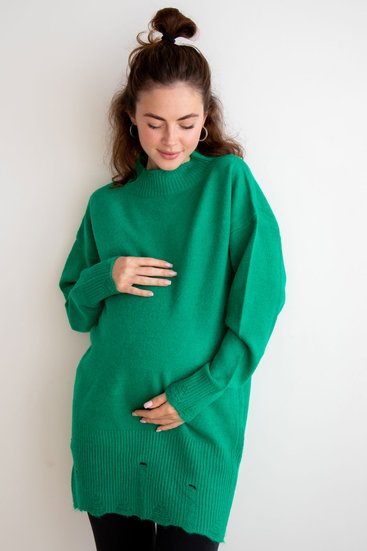 Рваний об'ємний светр для вагітних та майбутніх мам "To Be"