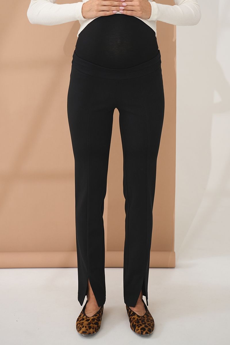 Maternity leggings, black, made of thick, warm knitwear