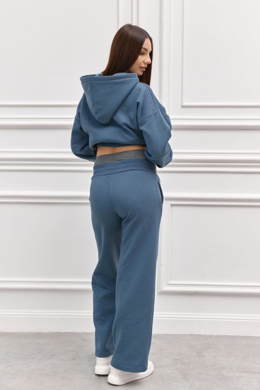 Warm fleece suit for pregnant and nursing women, dark blue