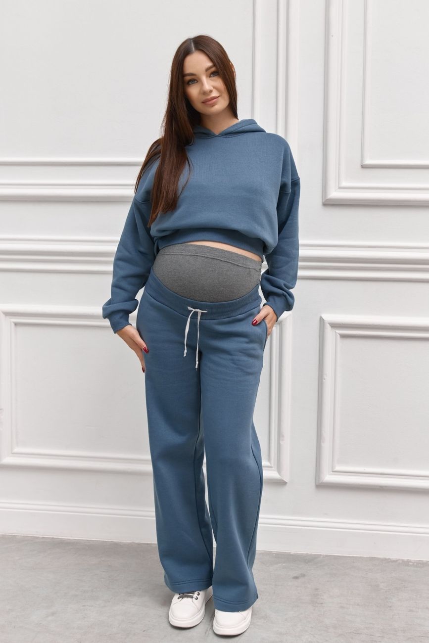 Warm fleece suit for pregnant and nursing women, dark blue