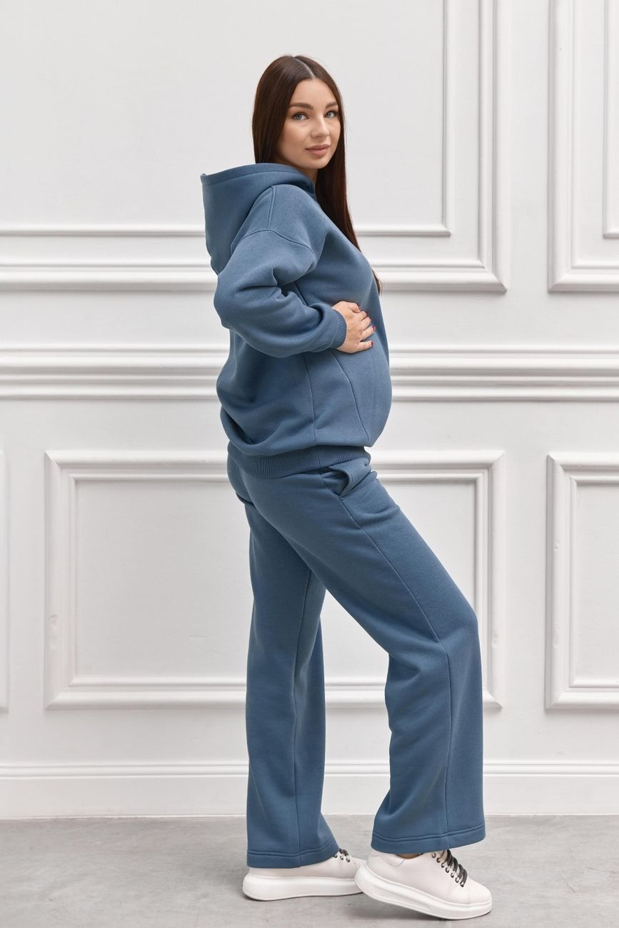 Warm fleece suit for pregnant and nursing women, dark blue