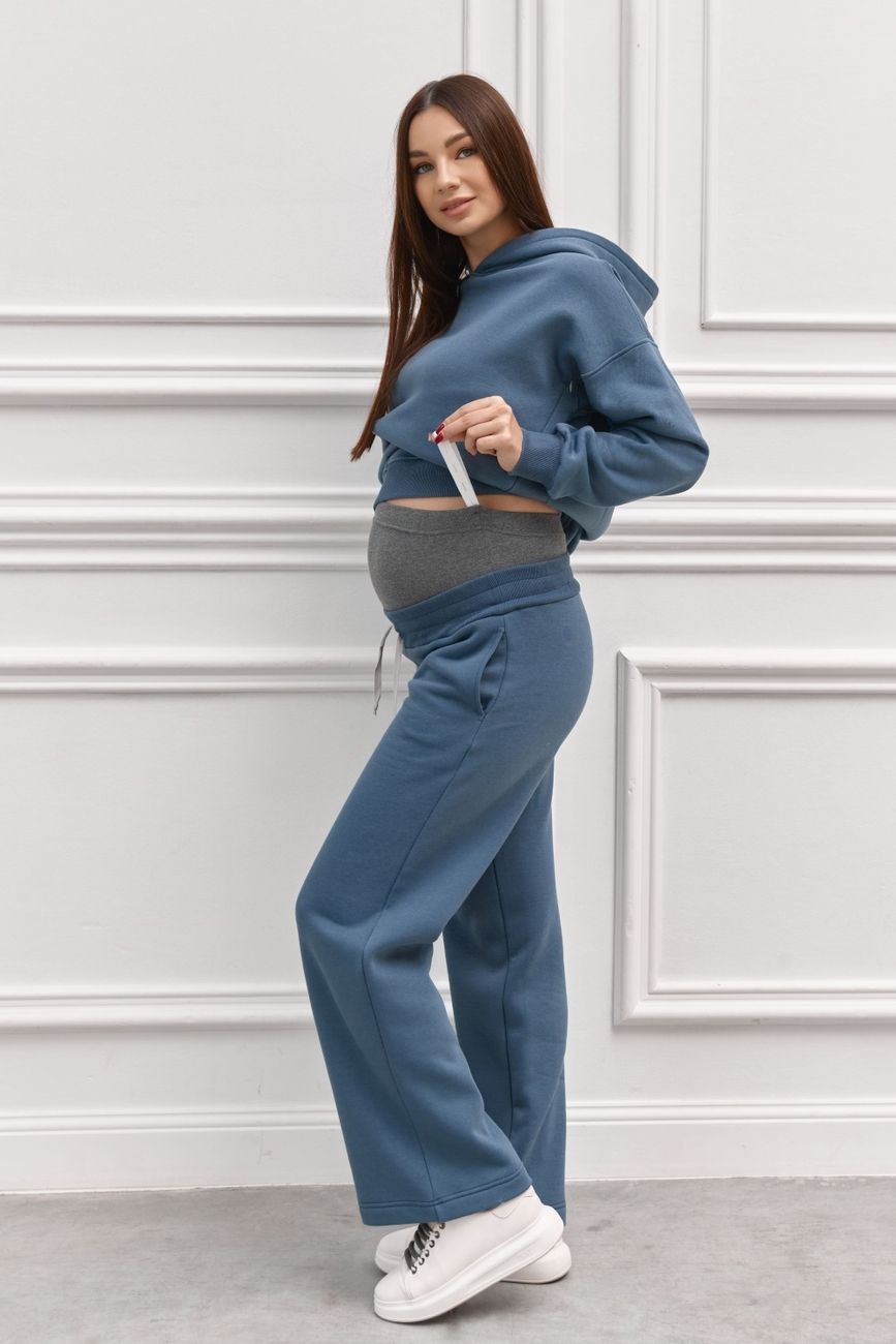 Warm fleece suit for pregnant and nursing women, dark blue