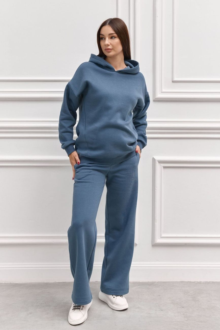 Warm fleece suit for pregnant and nursing women, dark blue