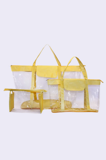 Набір із 2 + 1 прозорих сумок в пологовий будинок Baby Pack жовтий