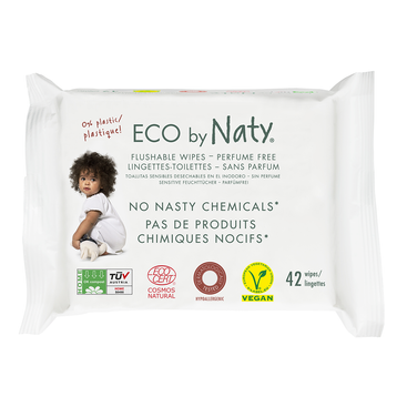 Дитячі вологі серветки торговельної марки “ECO BY NATY”. Змиваючі, 42шт. в упаковці.