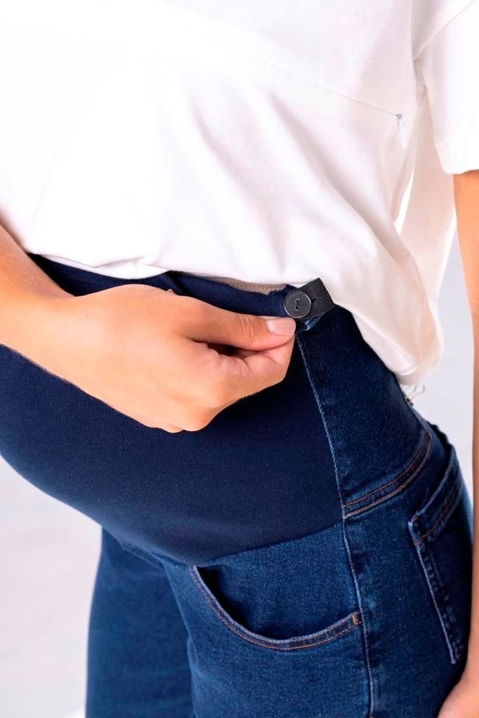 Комфортные и стильные джинсы для беременных с высокой спинкой Mom Jeans темно-синие