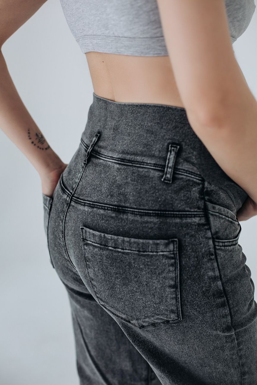 Купити Сірі джинси для вагітних straight fit прямого крою з високим трикотажним поясом, сірий, 40, tobestore.com 🤰2550000904634 Сірі джинси для вагітних straight fit прямого крою з високим трикотажним поясом