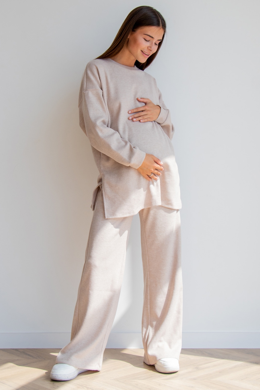 Трикотажний костюм: джемпер та штани палаццо для вагітних, "To Be"