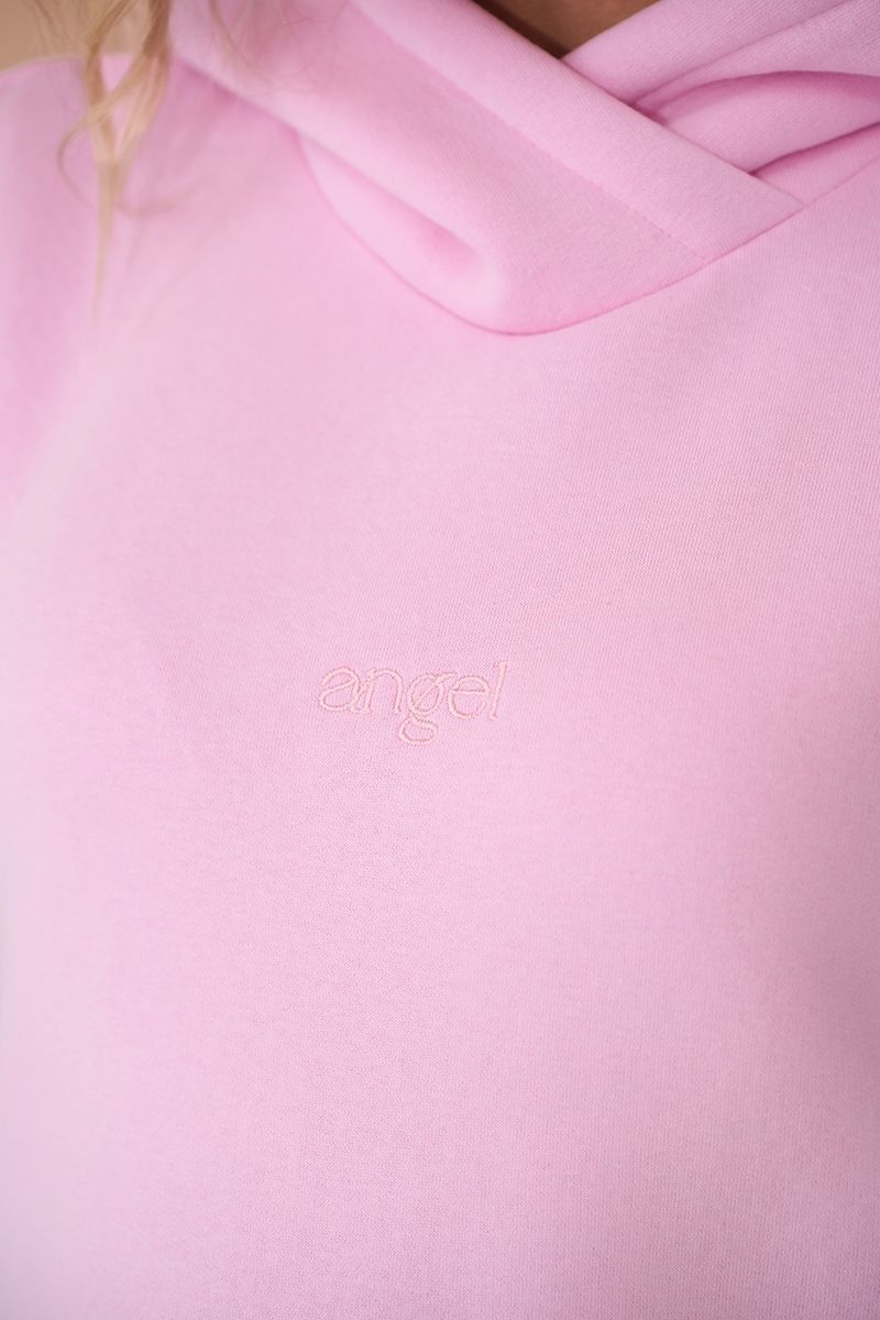 Pink hoodie for pregnant and nursing women, three-thread with fleece
