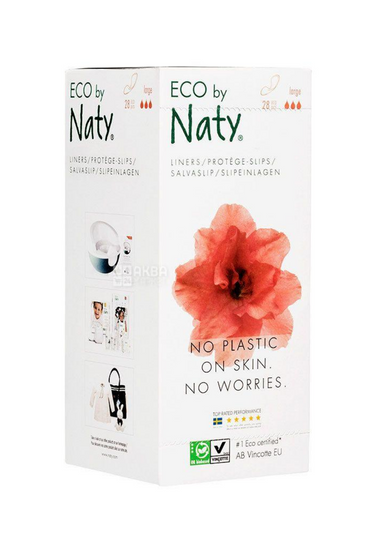 Одноразові щоденні гігієнічні жіночі прокладки торговельної марки “ECO BY NATY”. 28шт. в упаковці.