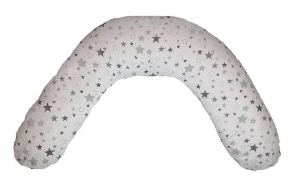 Подушка для вагітних і годування CLASSIC ТМ Лежебока, кульки пінополістиролу, зірочки на білому