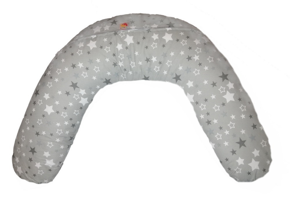 Подушка для вагітних і годування CLASSIC ТМ Лежебока, холлофайбер, зірочки на сірому