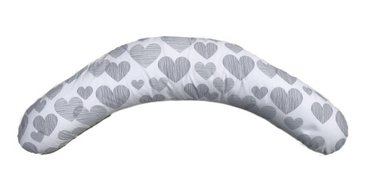 Подушка для беременных и кормления Relax ТМ Лежебока, холлофайбер, сердца на белом