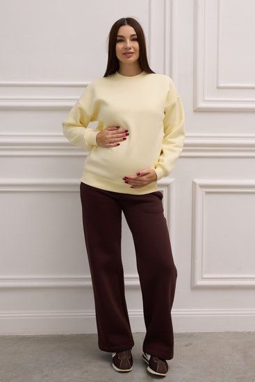 Світшот для вагітних та годуючих теплий на флісі з м'якого трикотажу жовтий
